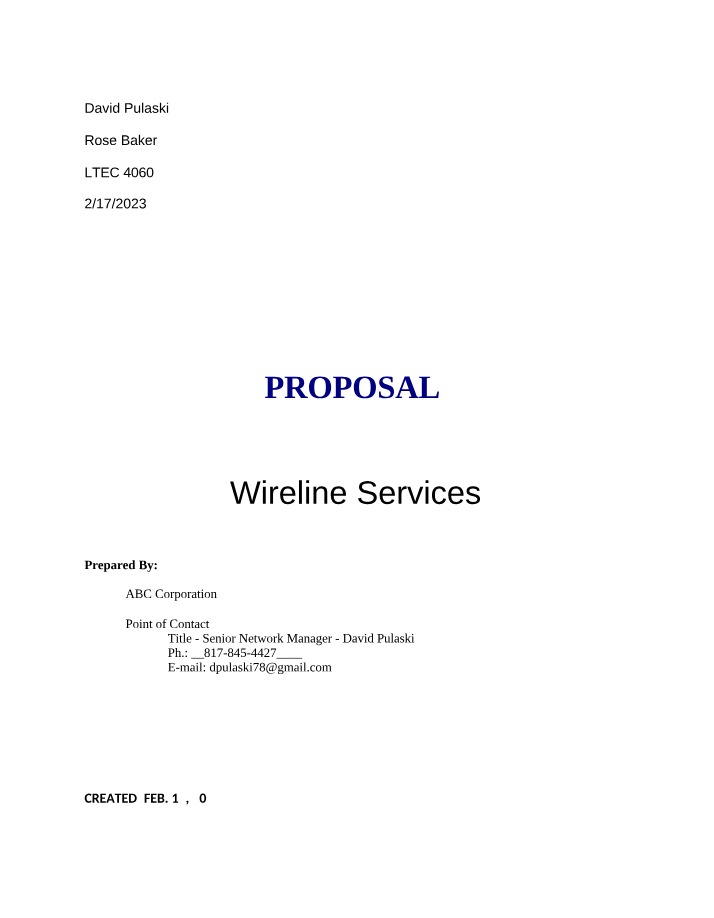 Wireline Services Proposal - LTEC 4060