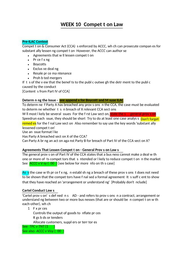 LAWS1100 - Competition Law