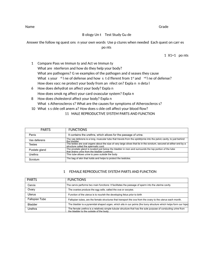 Study Guide - Unit 5 Test