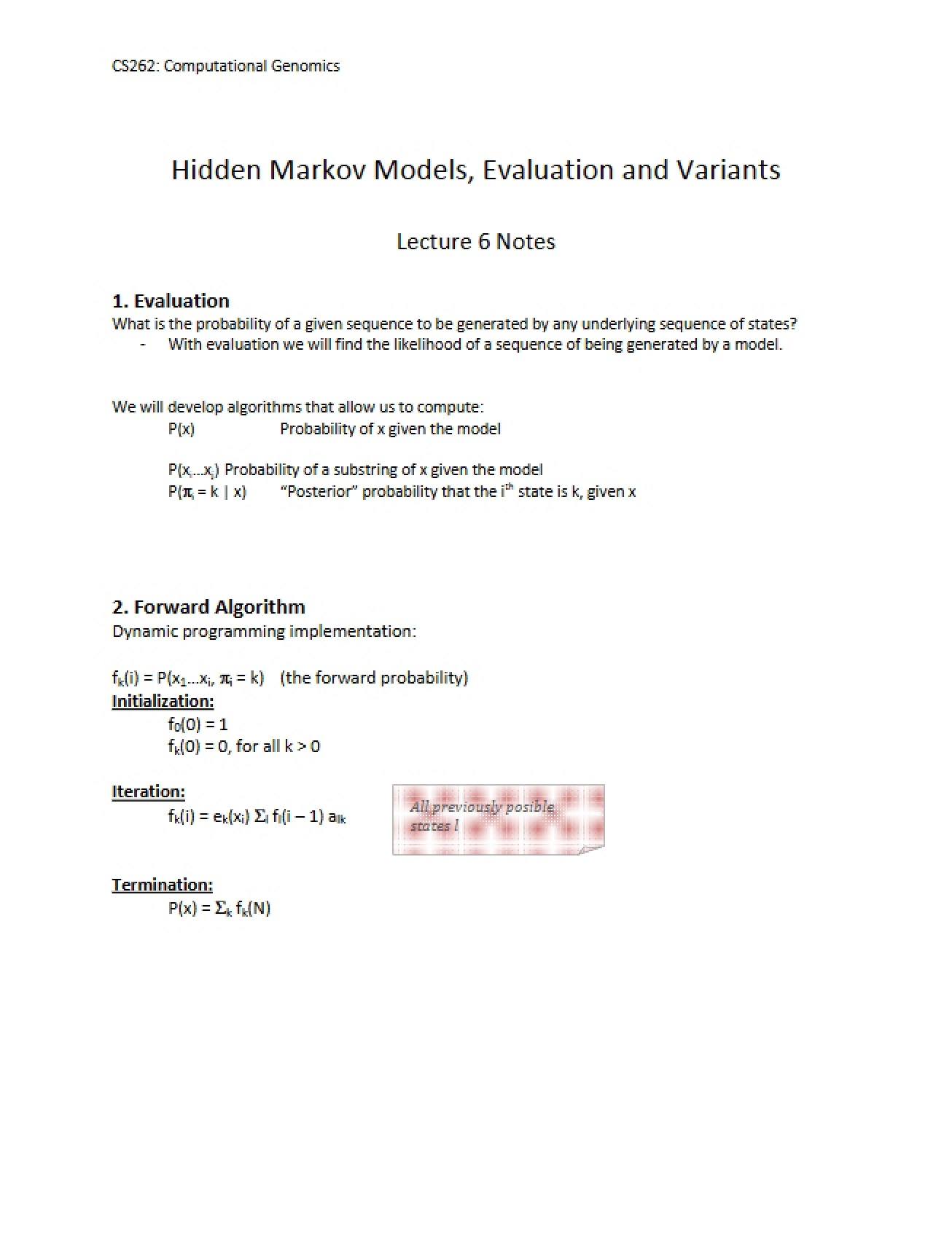 Sixth Lecture Notes
