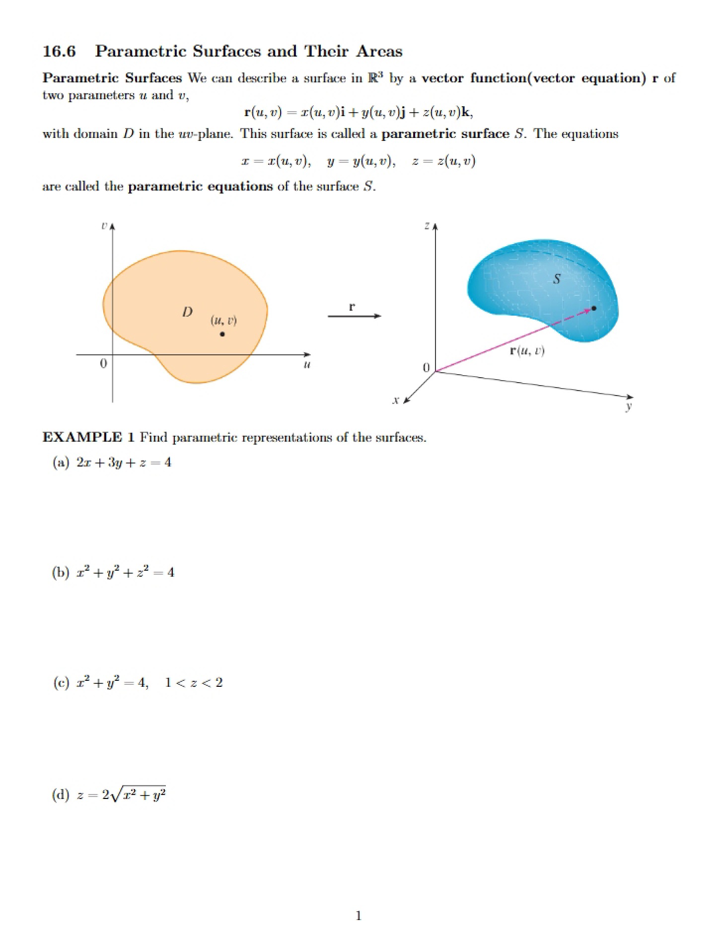 Areas of Parametric Surfaces