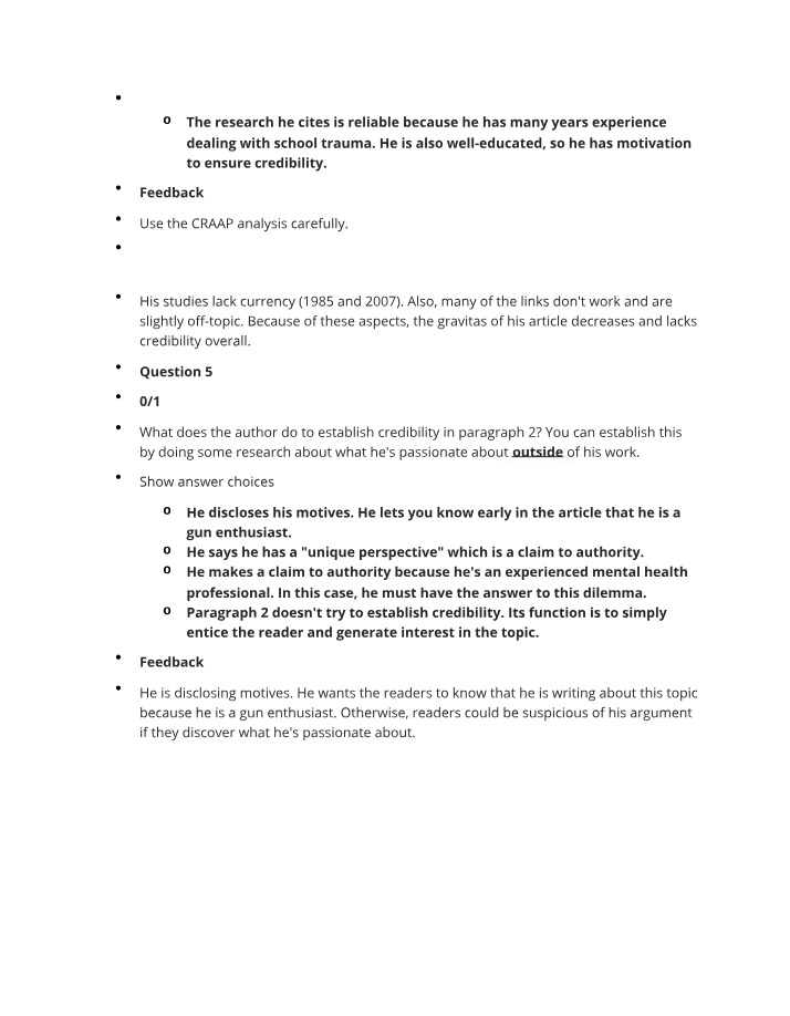 Examining the Author's Motives - Establishing Credibility