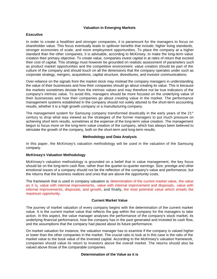 Valuation of Emerging Markets