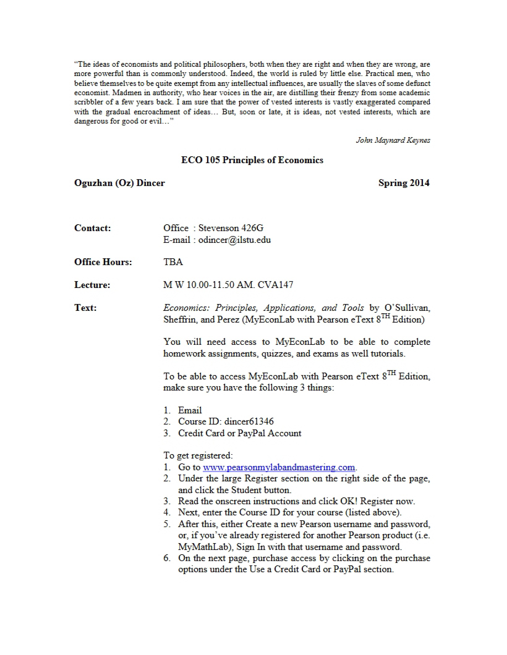Economics Course Syllabus
