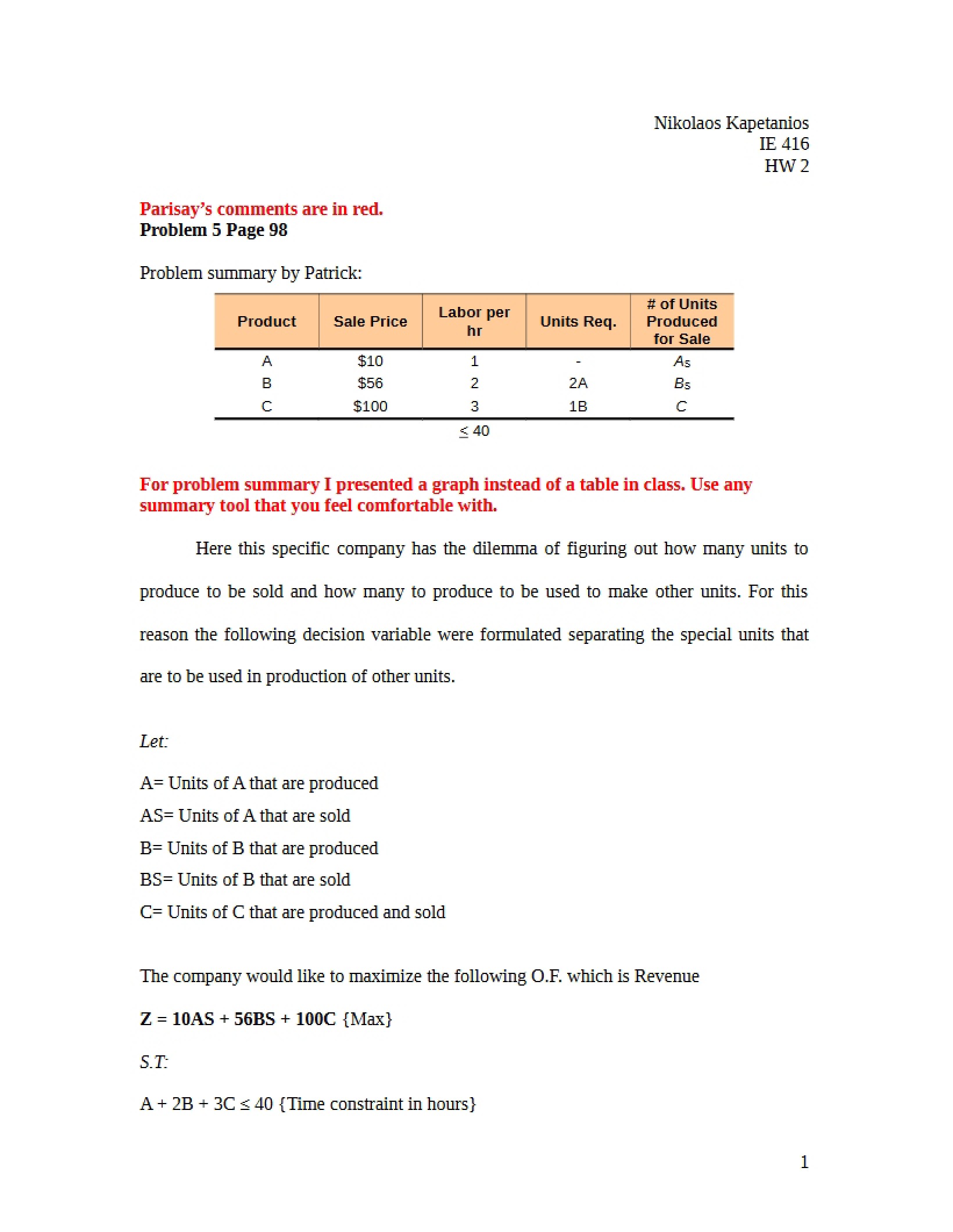 IE 416 Problem 05
