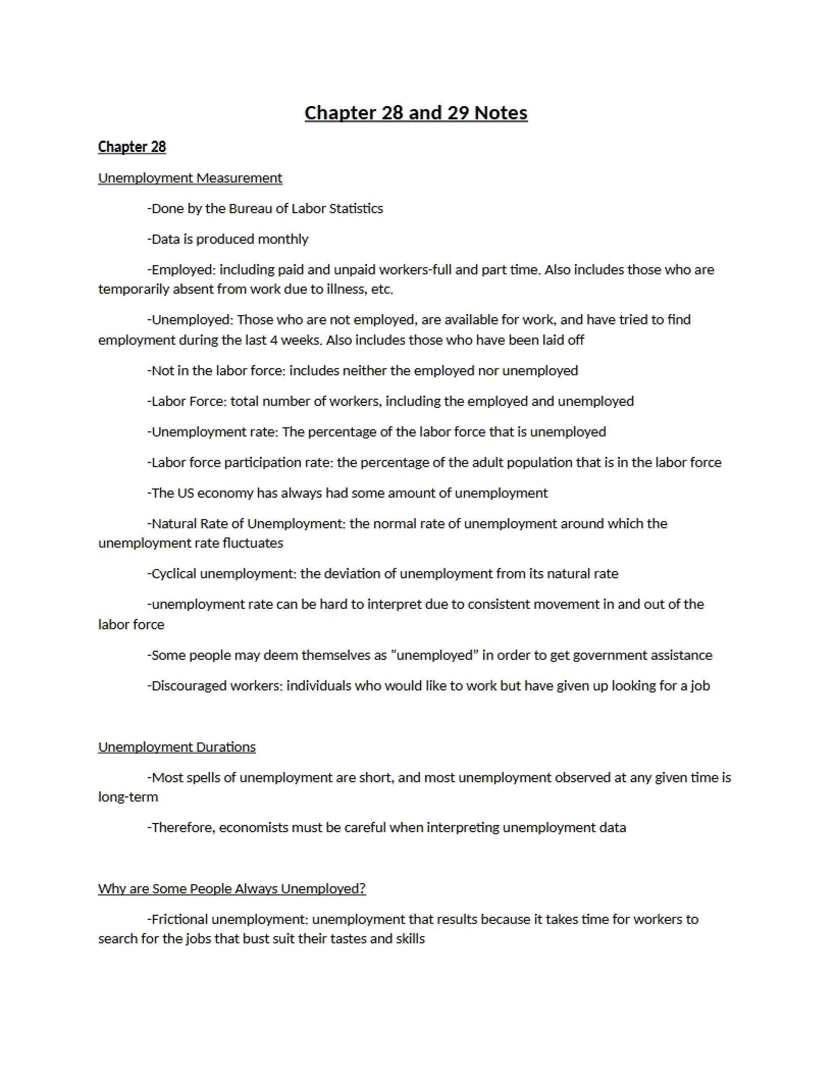 Measurement of Unemployment - Chapter 28