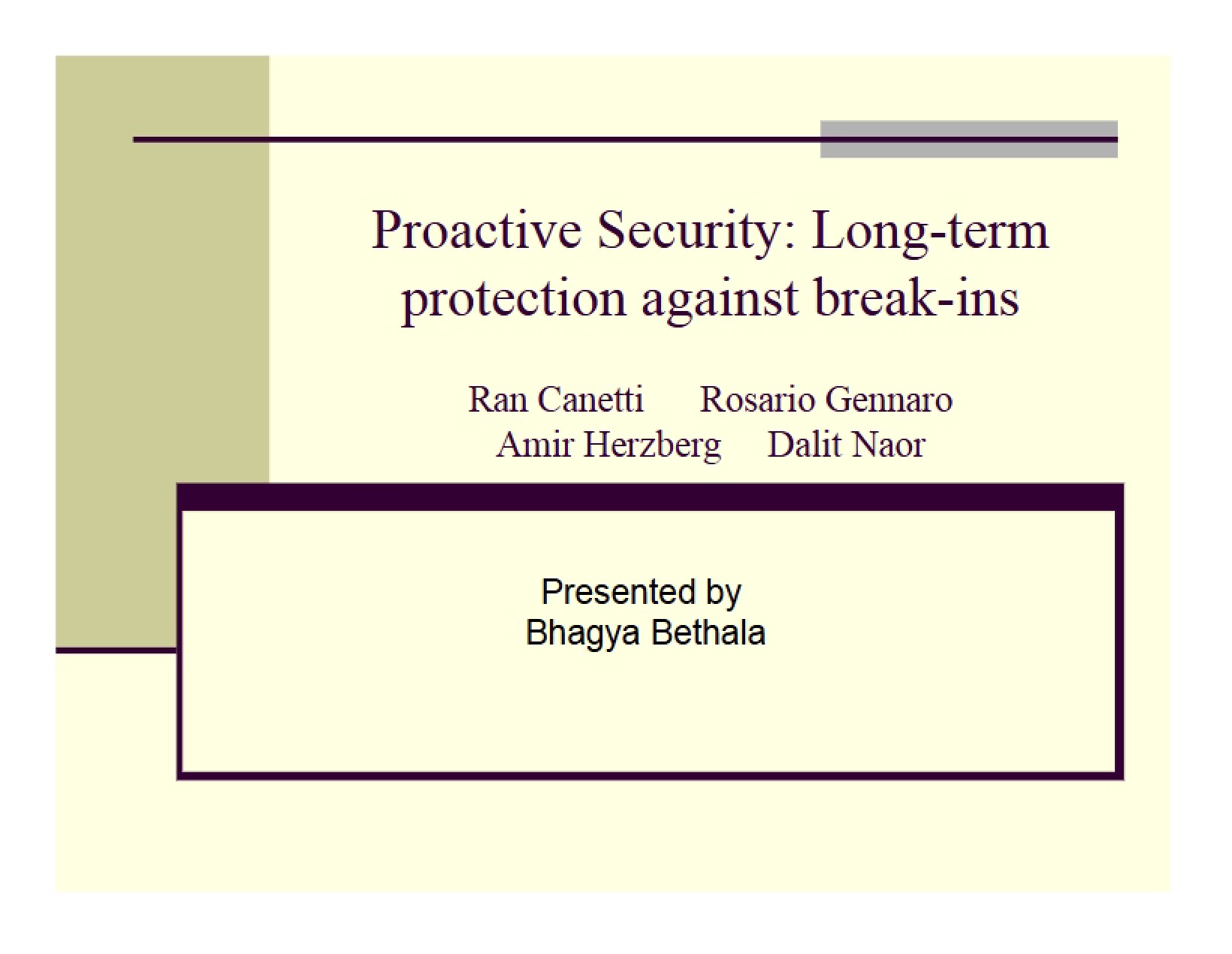 Security (Proactive)