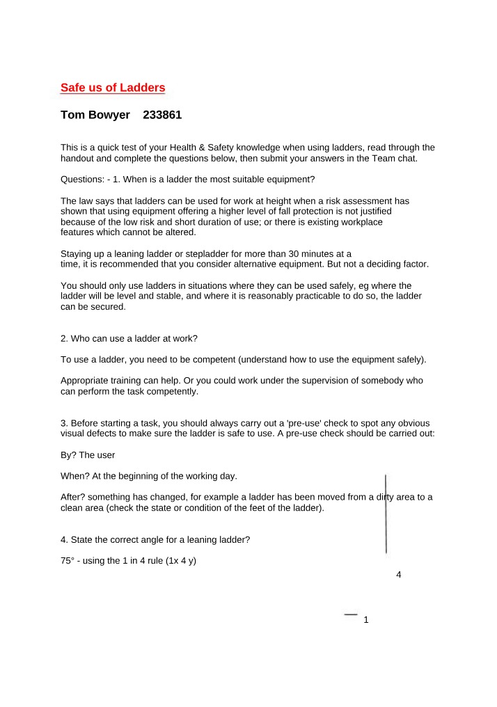 Guidelines and Precautions for Safe Ladder Use