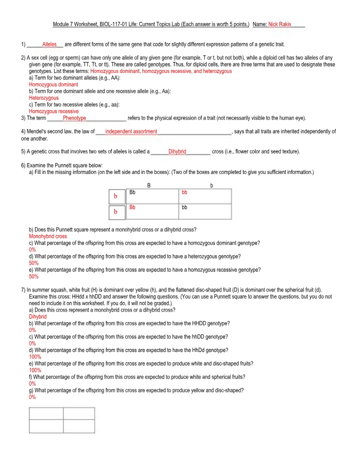 Worksheet for Module 7