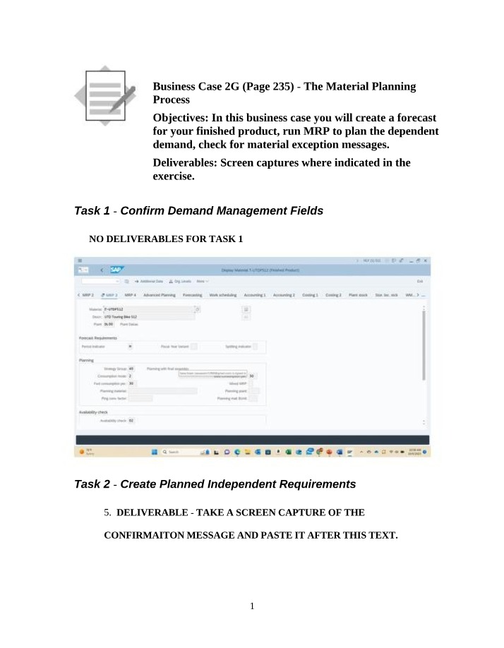 Material Planning Process - Managing and Creating Forecasts