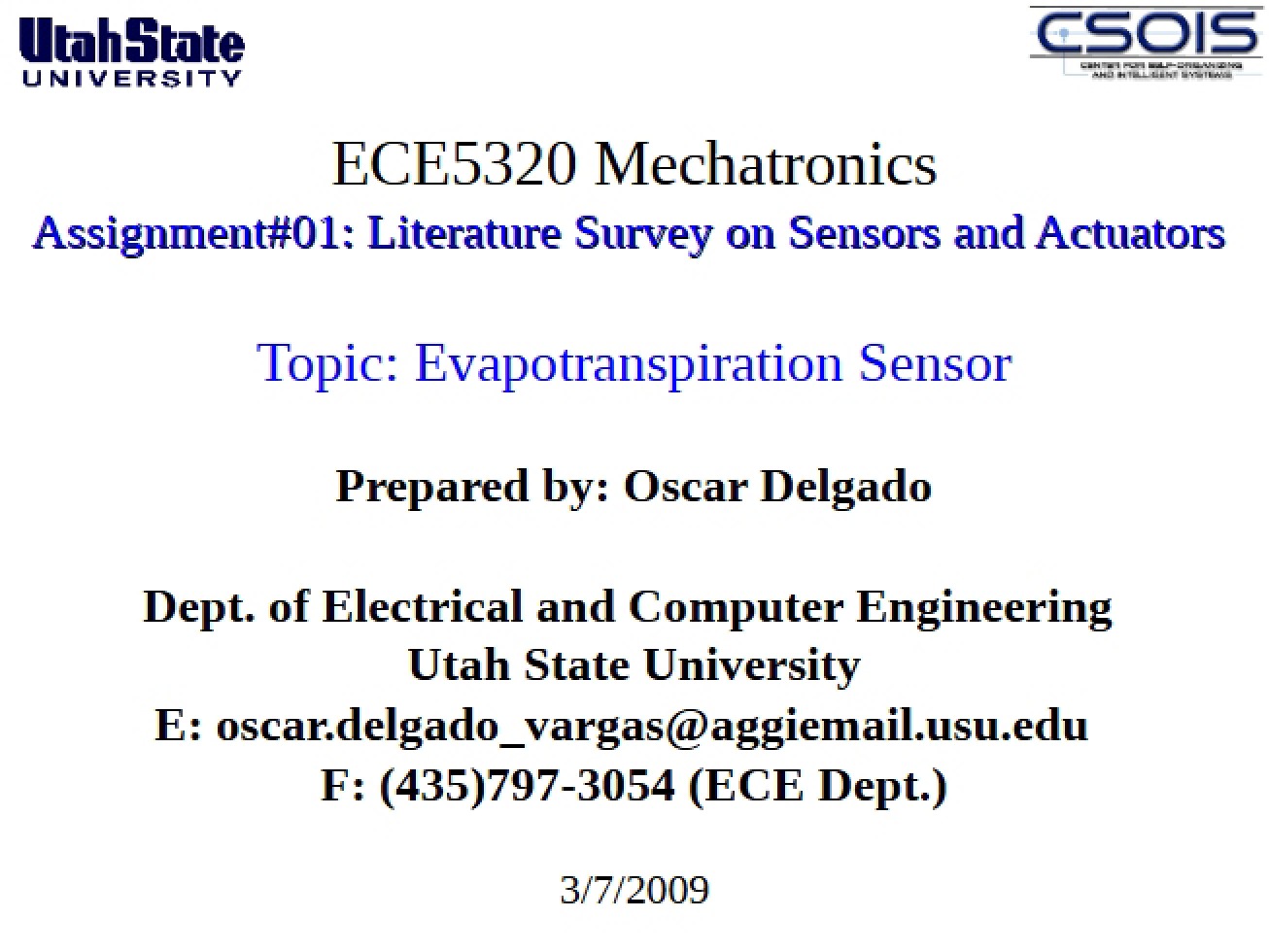 Measurement Sensor for Evapotranspiration