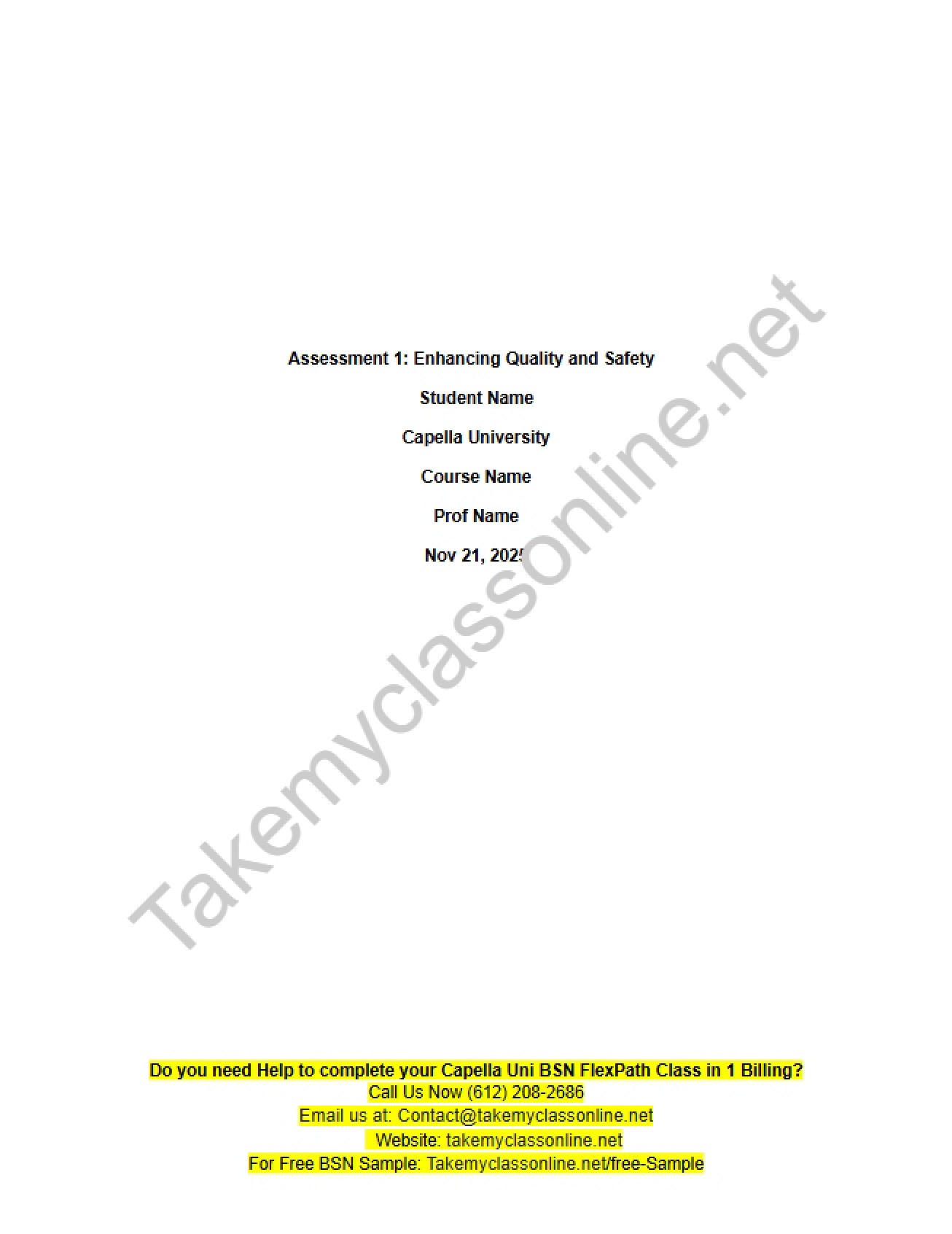 Quality and Safety Enhancement Assessment 1