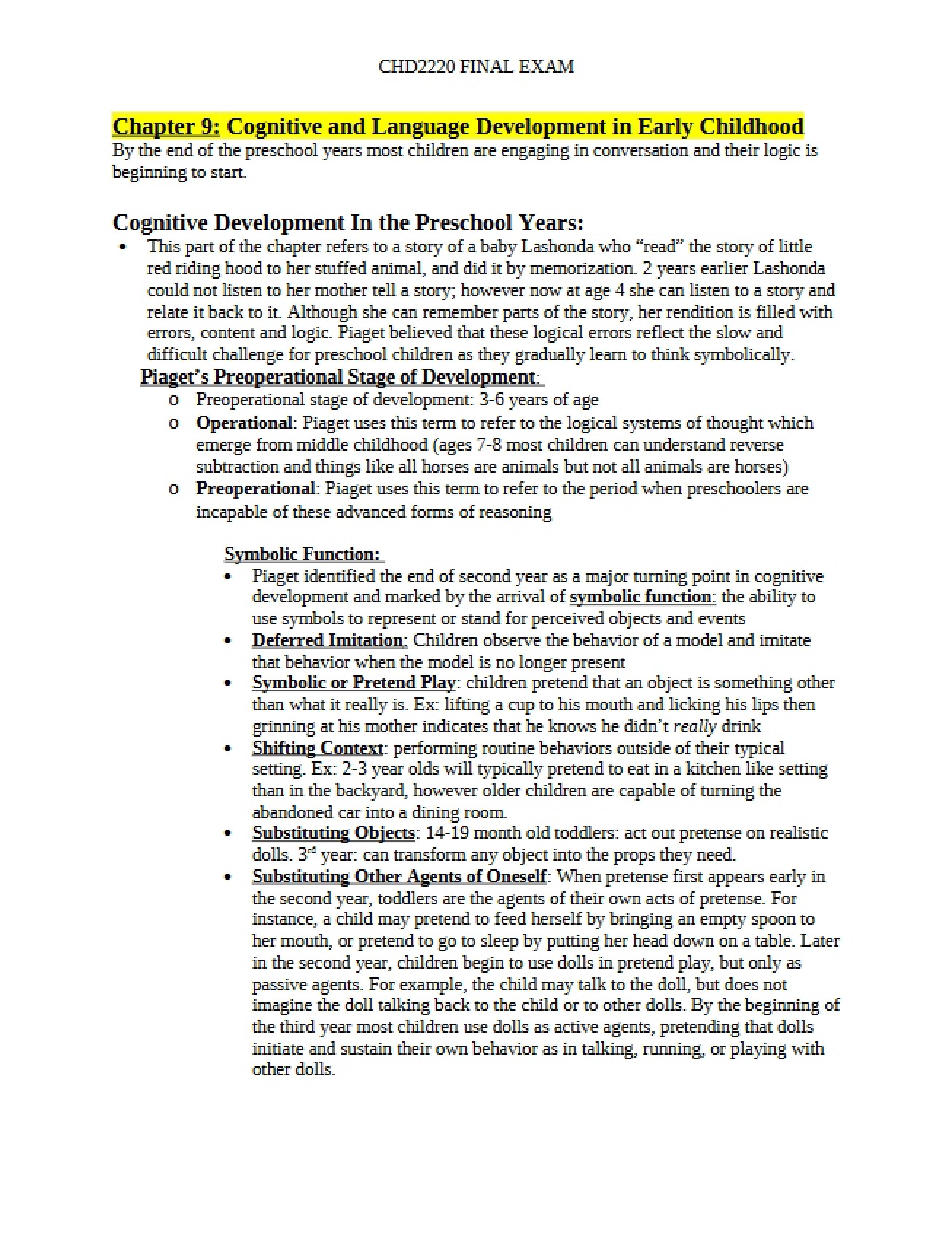 Early Childhood Language and Cognitive Development Chapter Nine D