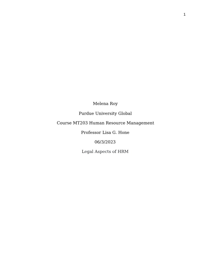 Unit 3 - Legal Aspects of HRM
