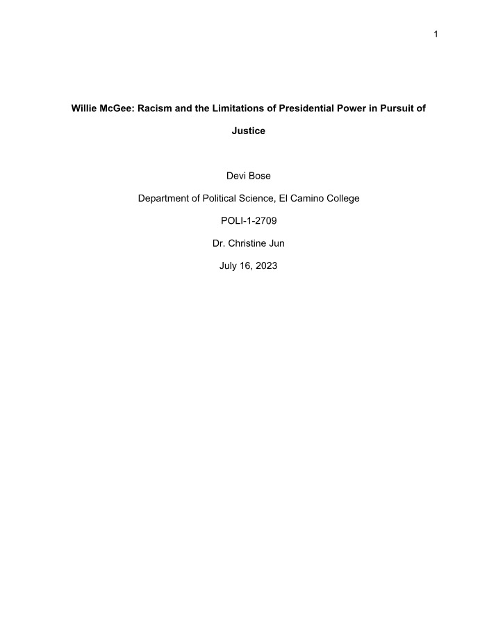 Willie McGee - Racism, Justice, and Presidential Power