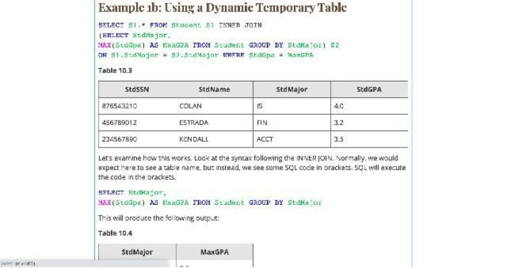 Dynamic Temporary Table Usage - Example 1b