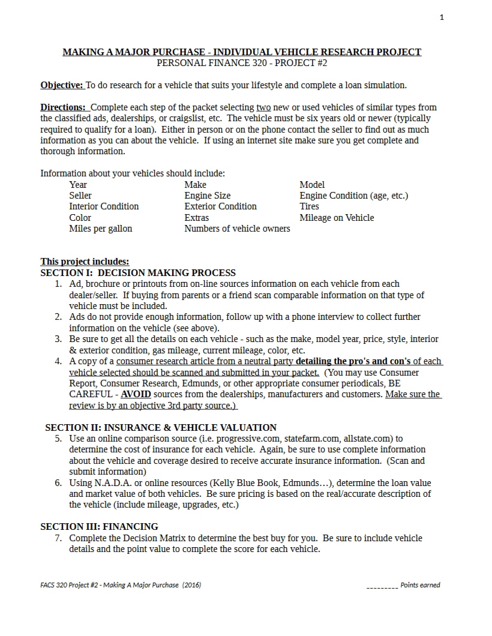 Car Packet 1 (Spring 2016)
