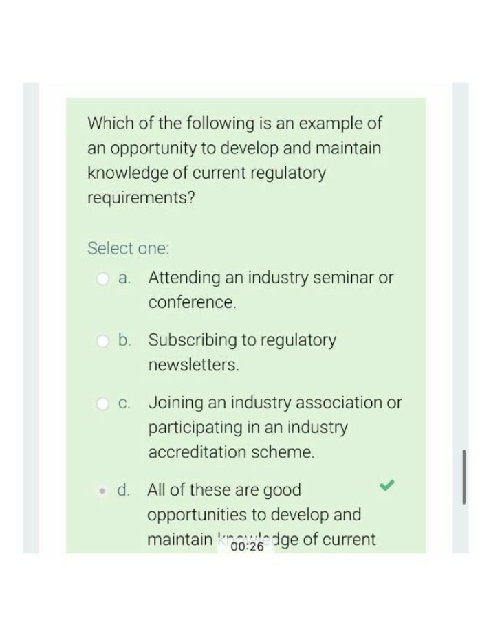Regulatory Requirements Quiz