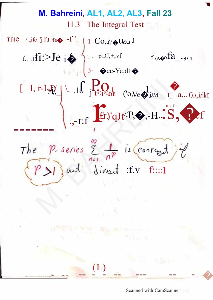 Class Note on The Integral Test