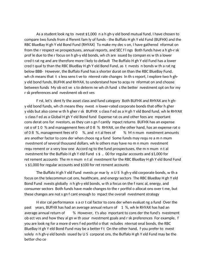 High-Yield Bond Comparison - BUFHX and RHYAX