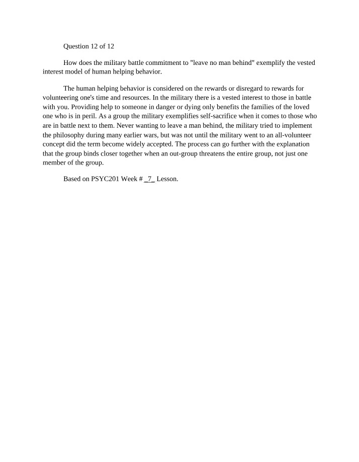 Vested Interest Model of Human Helping Behavior