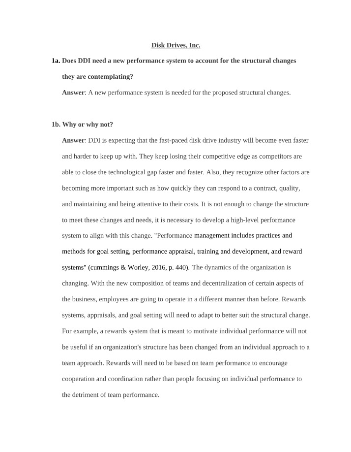 Disk Drive, Inc. - Individual Assignment 11