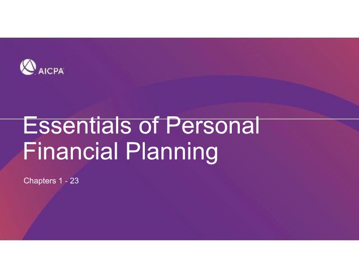 Personal Financial Planning Process and Services Notes