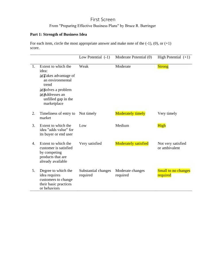 Assessing Business Idea Potential - Target Market, Founder, Industry, and Financials