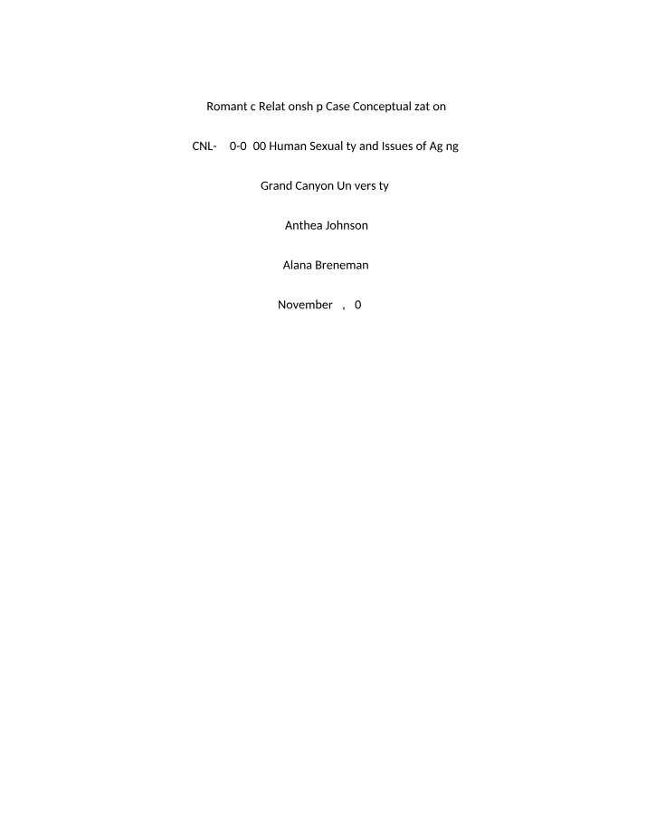 Eight Types of Love - Case Study of a Romantic Relationship Conceptualization