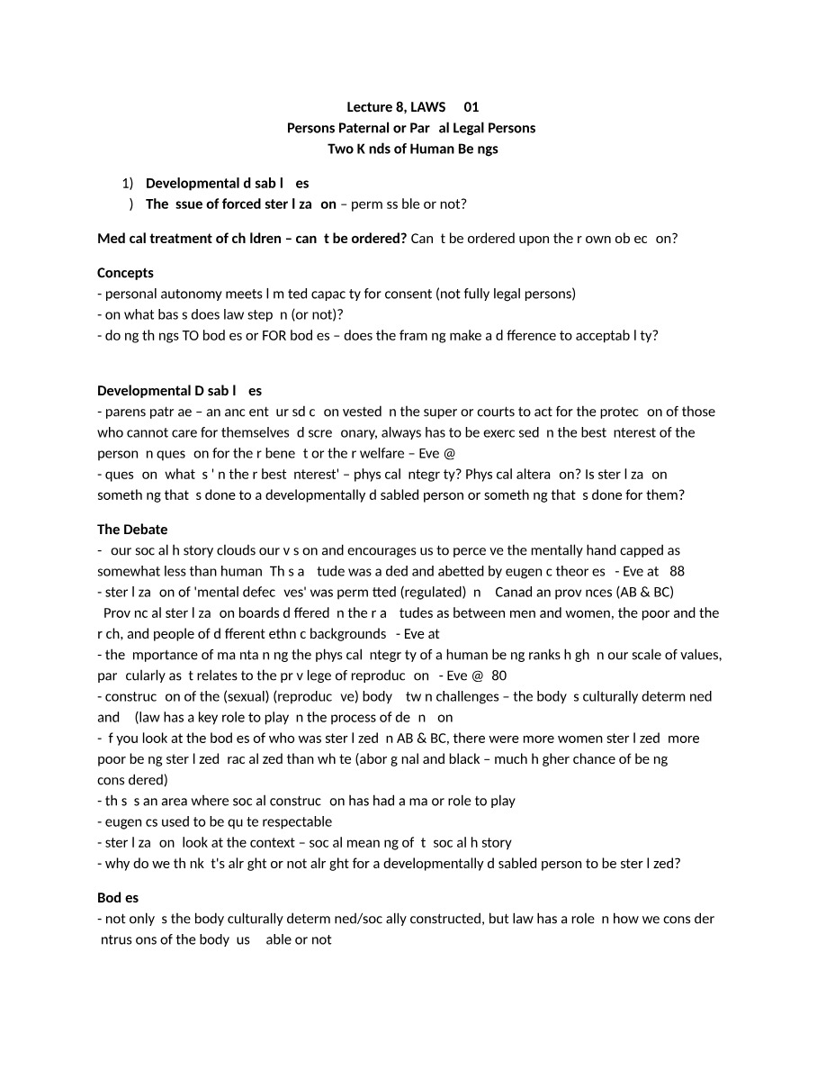 Legal Capacity and Sterilization - A Study of UK and Canadian Law