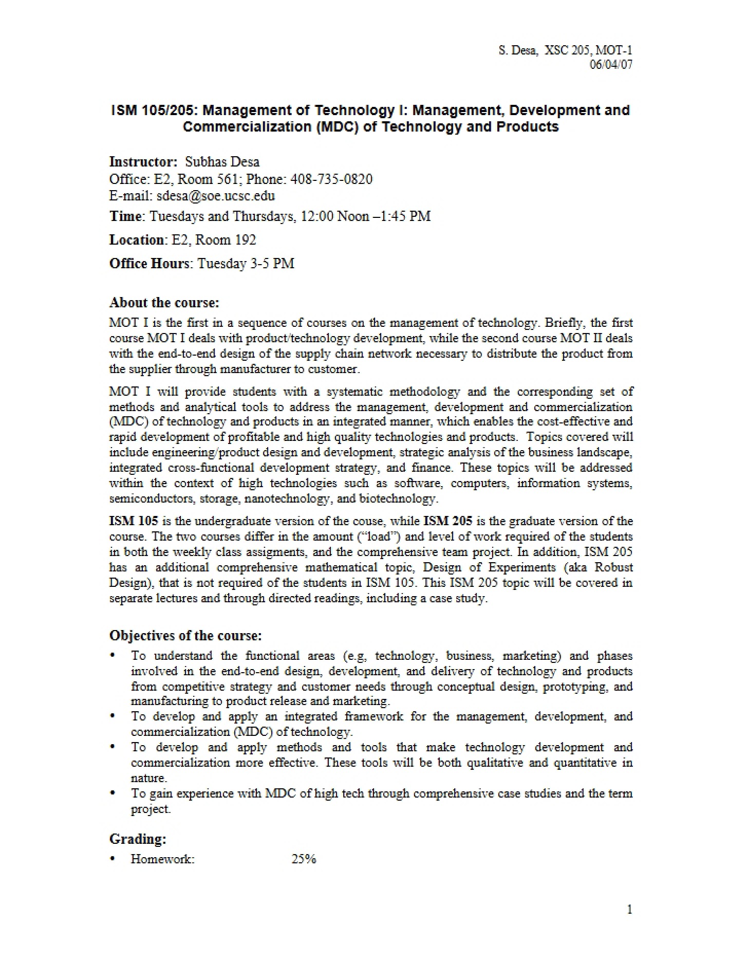 Syllabus (ISM 105-205)