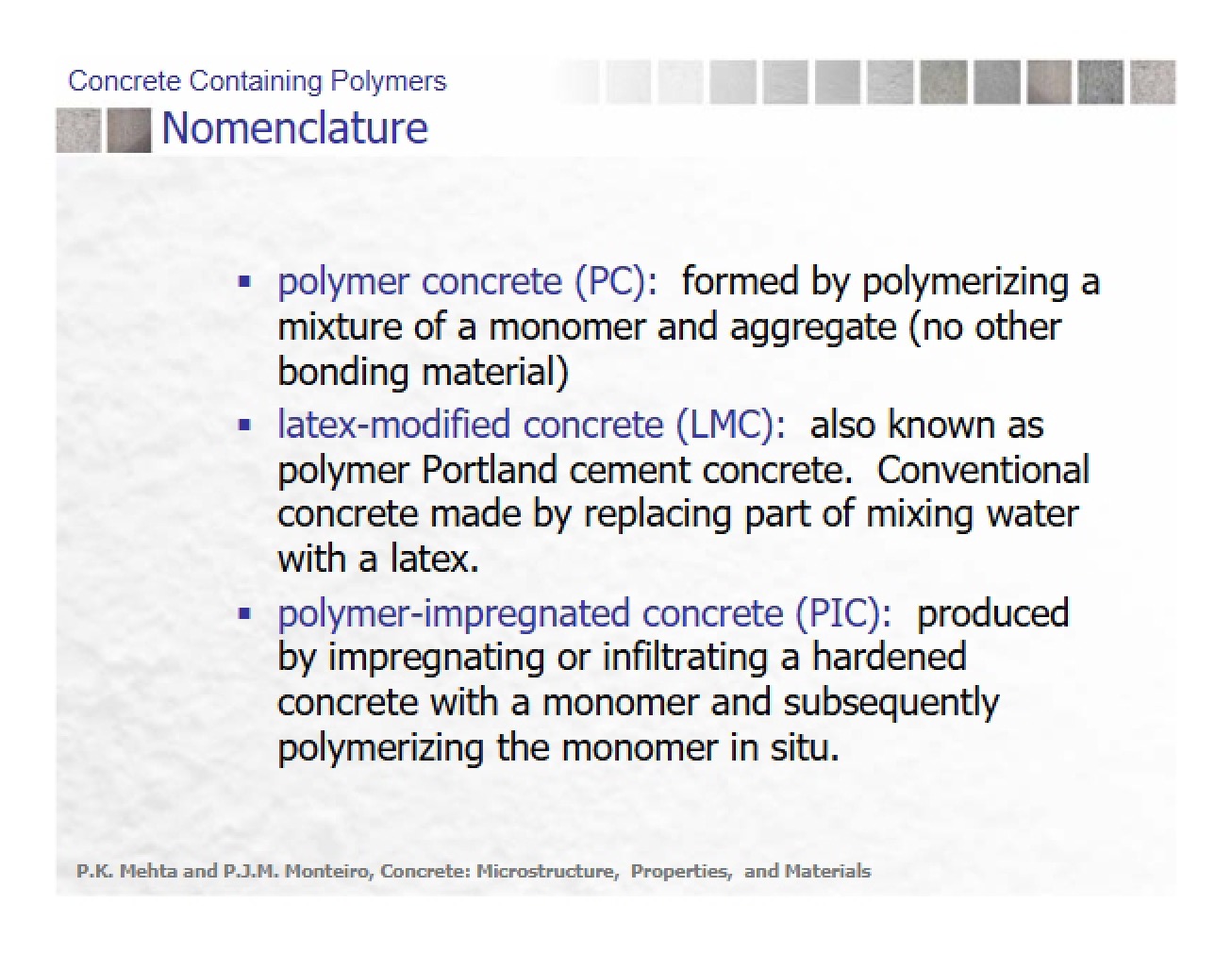 Concrete with Polymers
