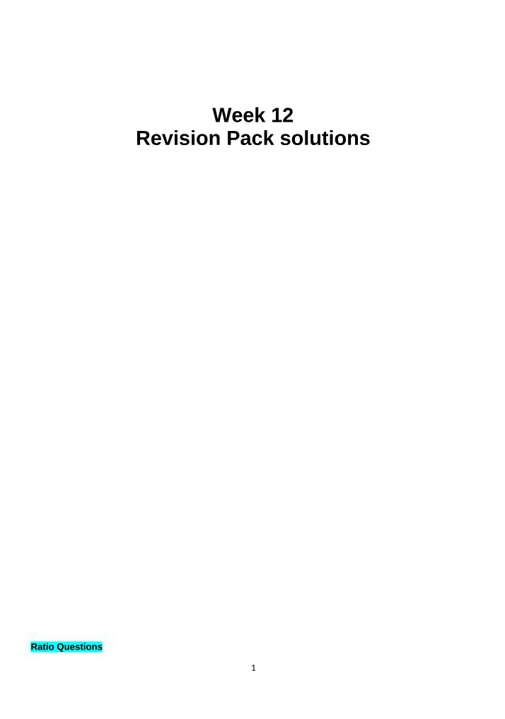 Ratio Questions and Solutions for Profitability and Liquidity