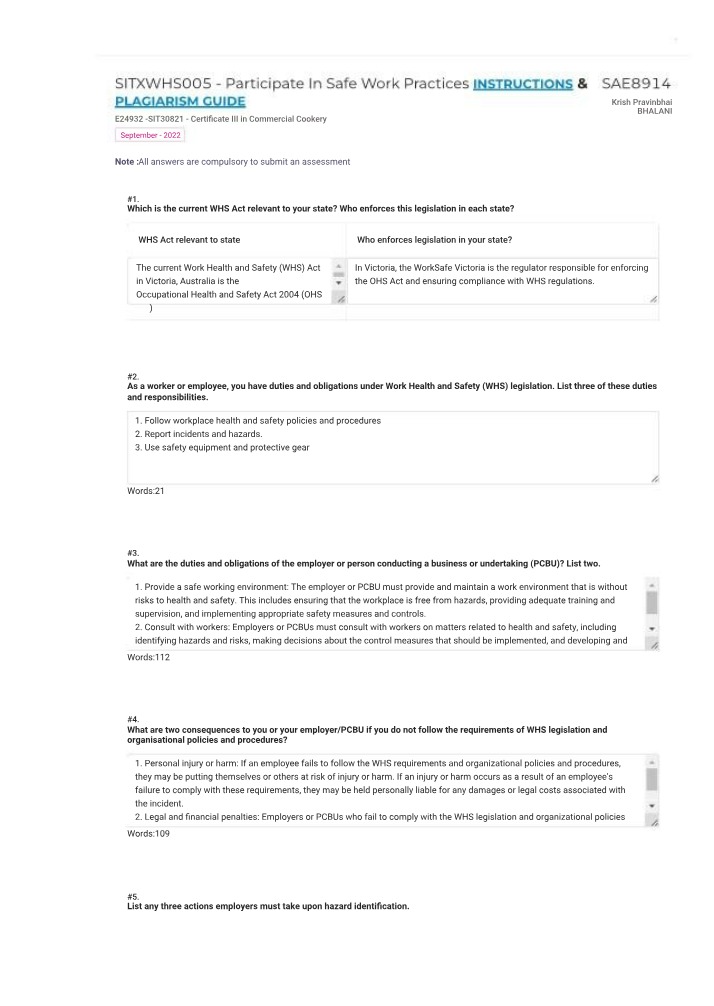 WHS Legislation Duties - Understanding Work Health and Safety