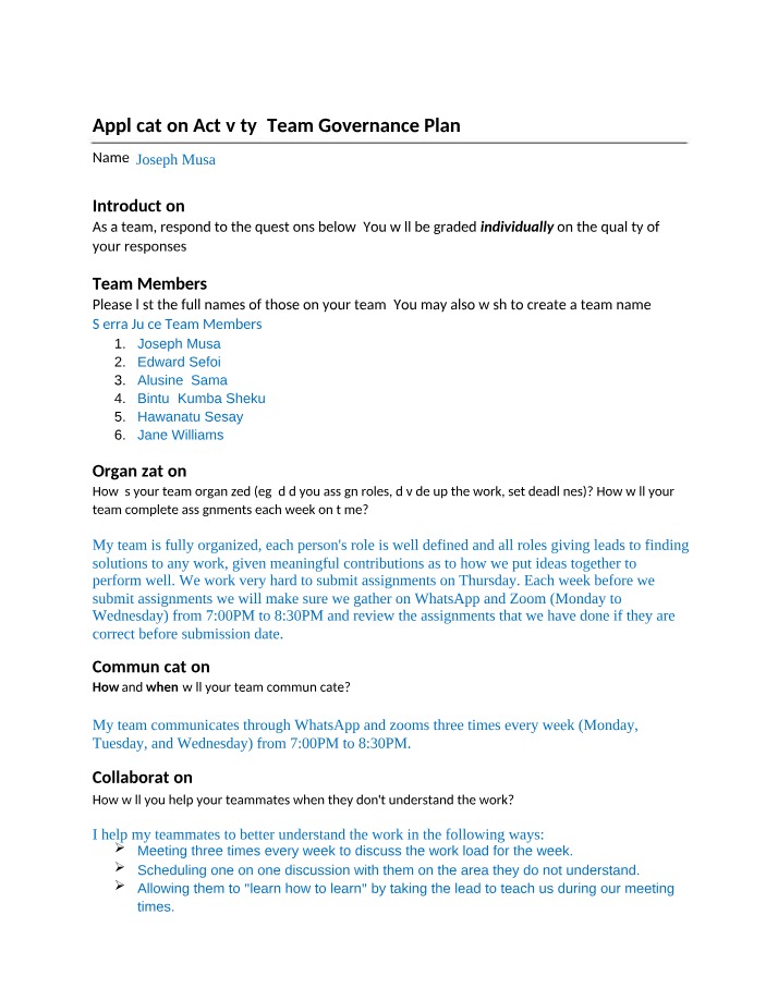 Plan for Team Governance