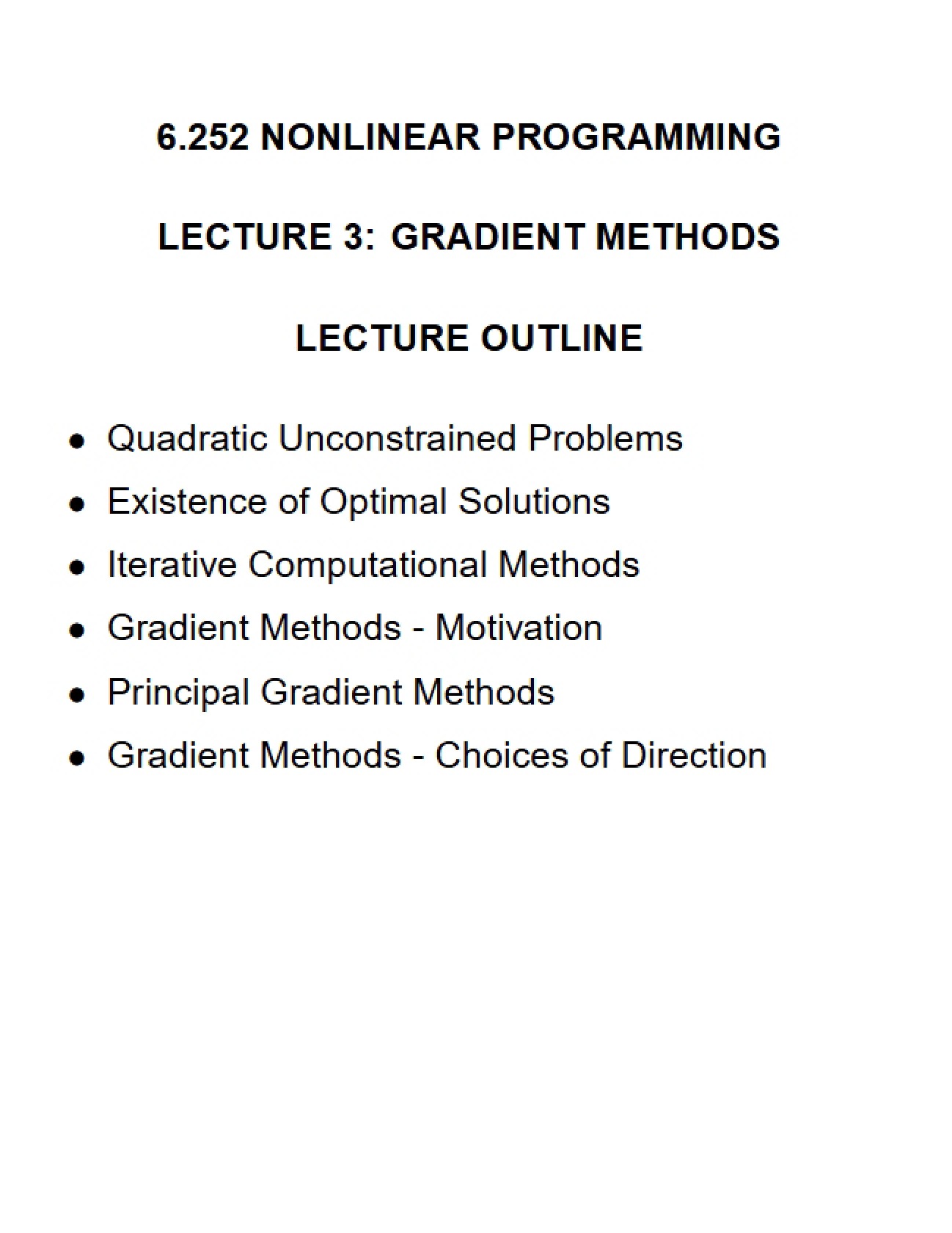 Gradient Methods: Lecture 3