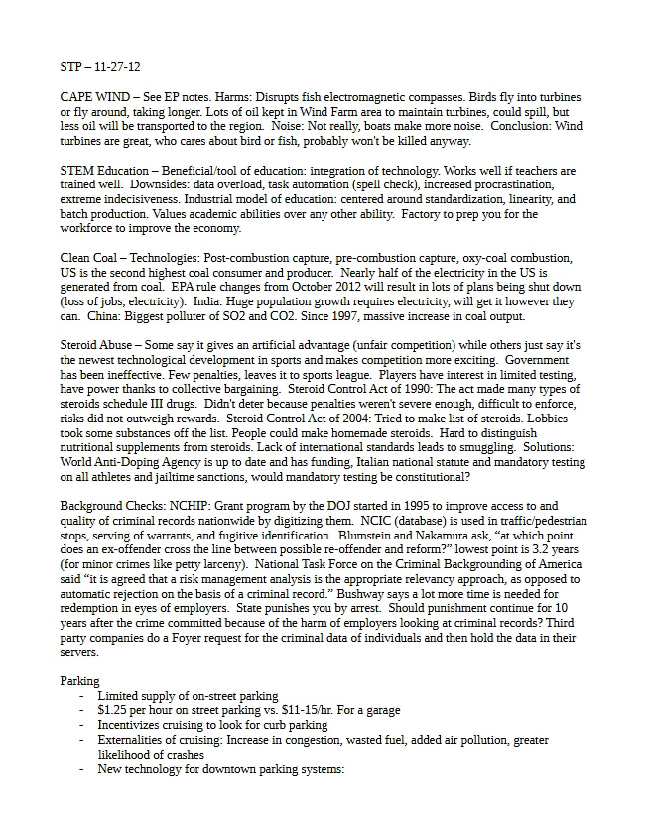 Technology Policy Notes