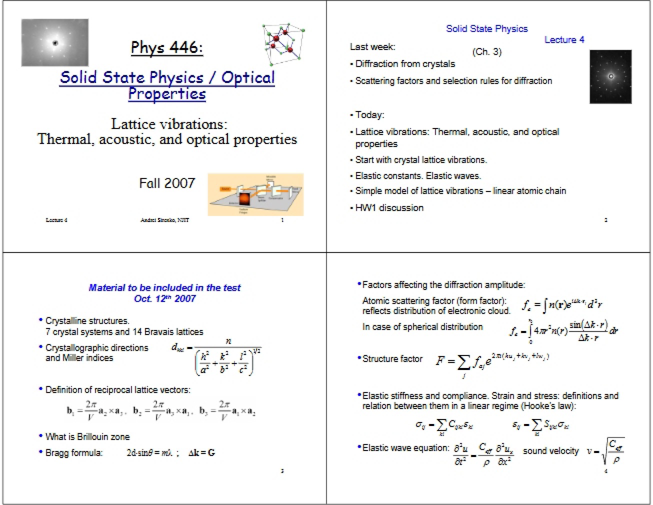 Optical, Acoustic, and Thermal Properties