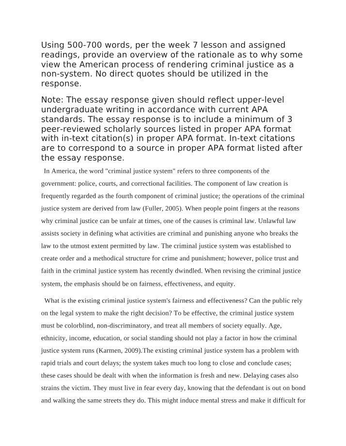 Essay on the Criminal Justice System