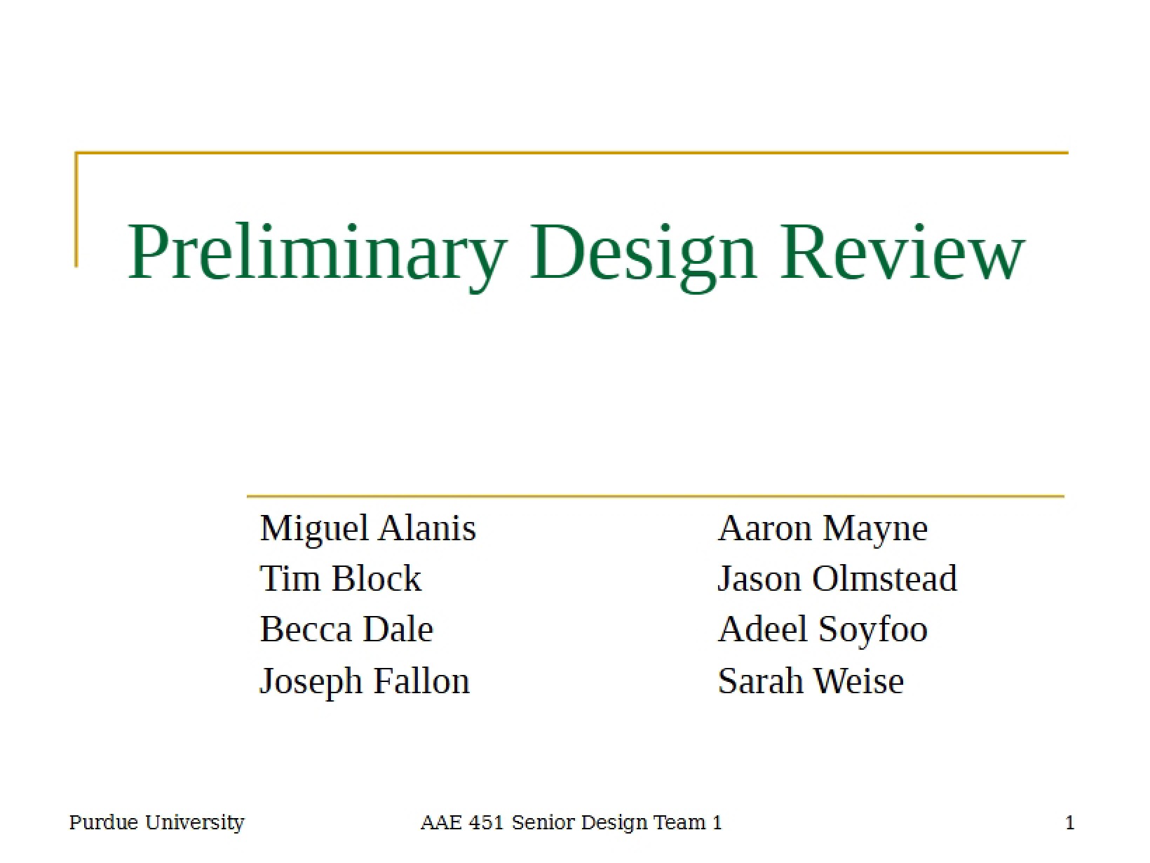 Review of Preliminary Design - Aircraft Design
