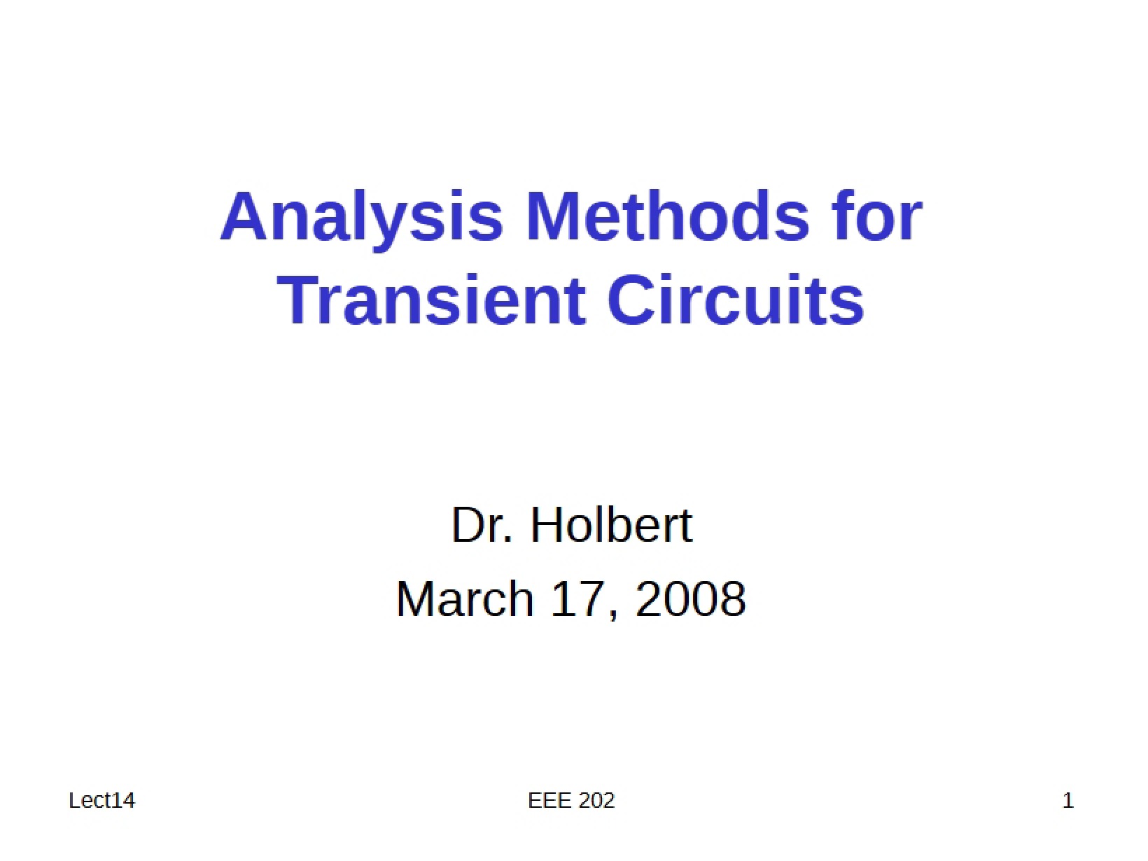 Transient Circuit Analysis Methods