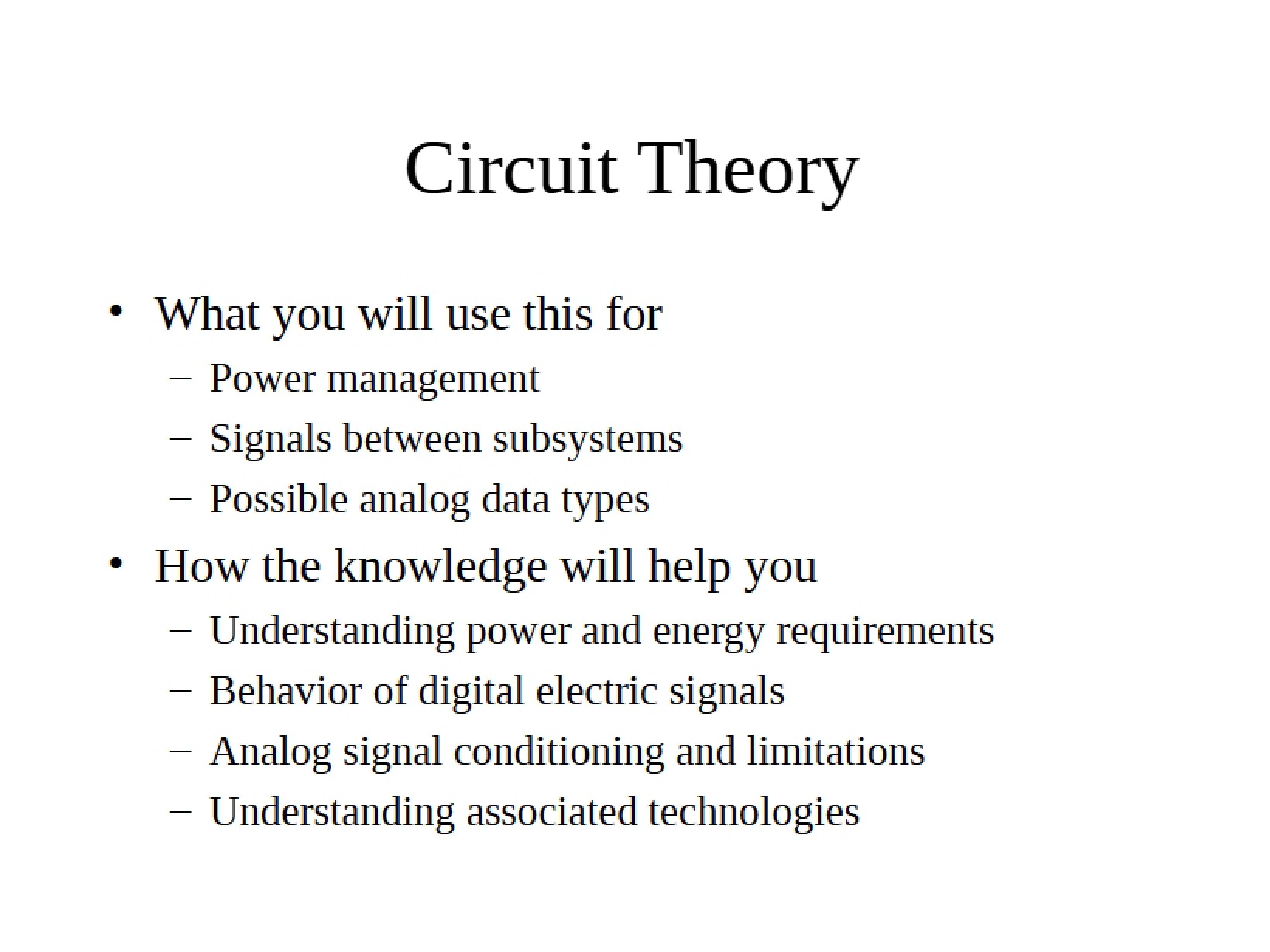 Theory of Circuits