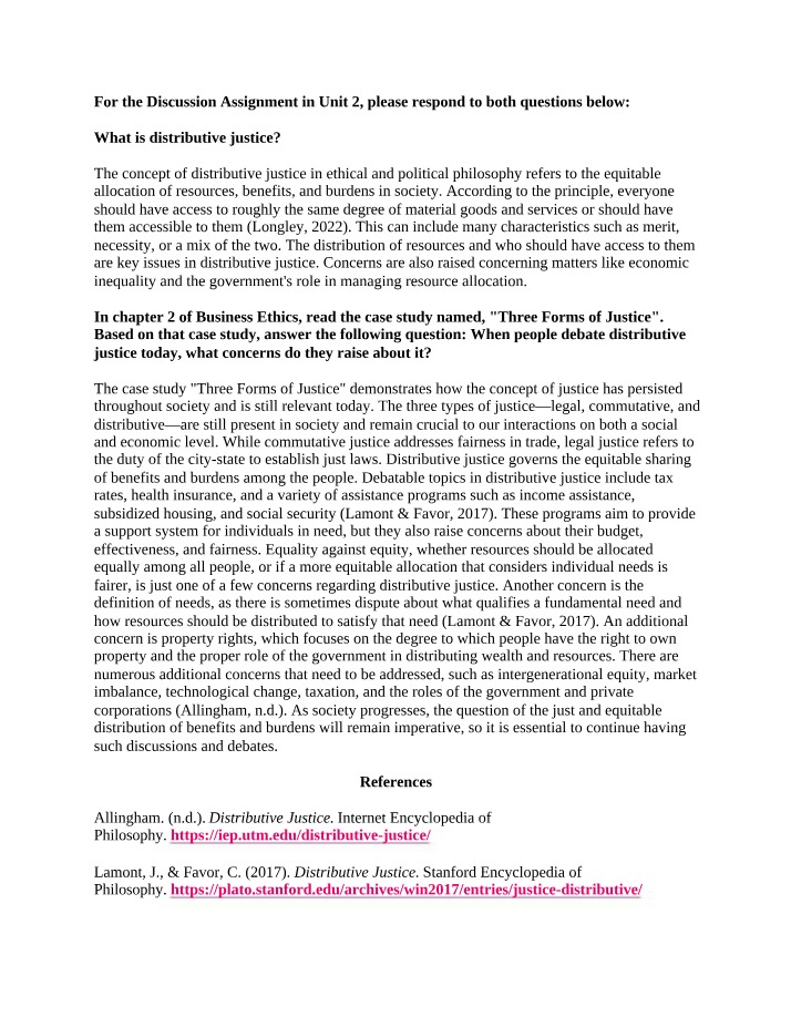 Distributive Justice and Equitable Allocation
