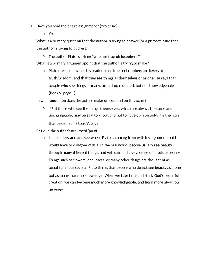 Plato's Argument on the True Philosophers