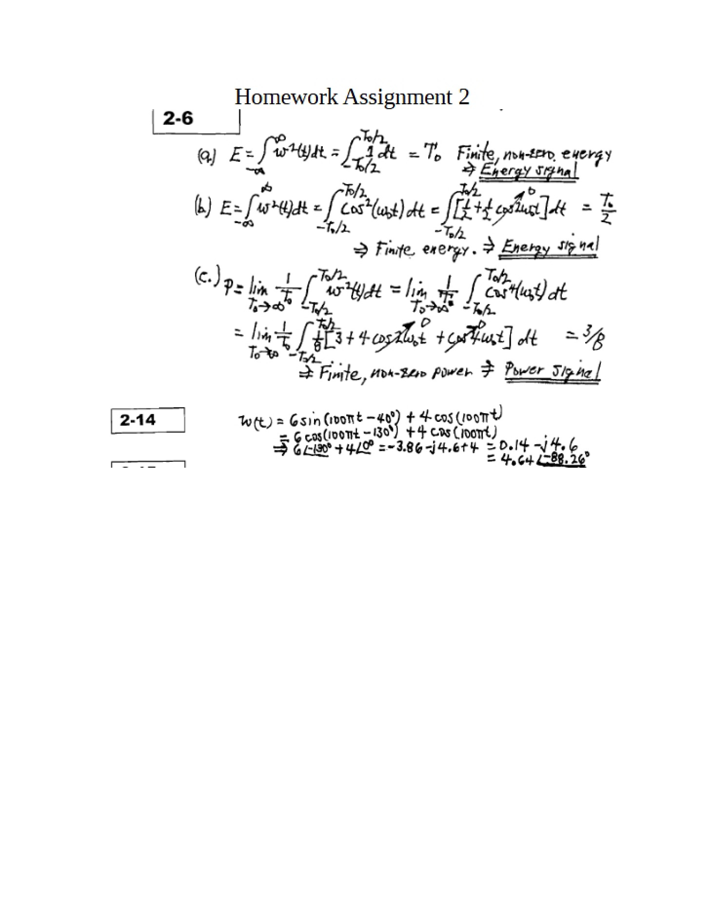 Second Homework Solutions