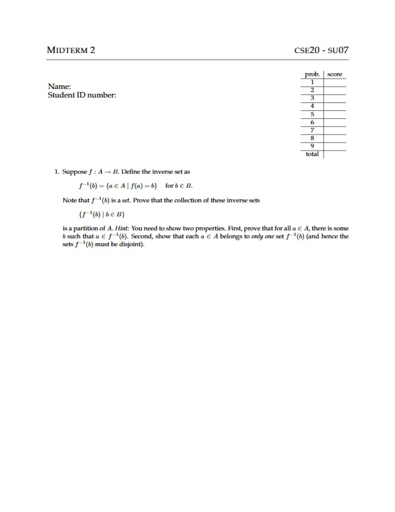 Second Course Exam