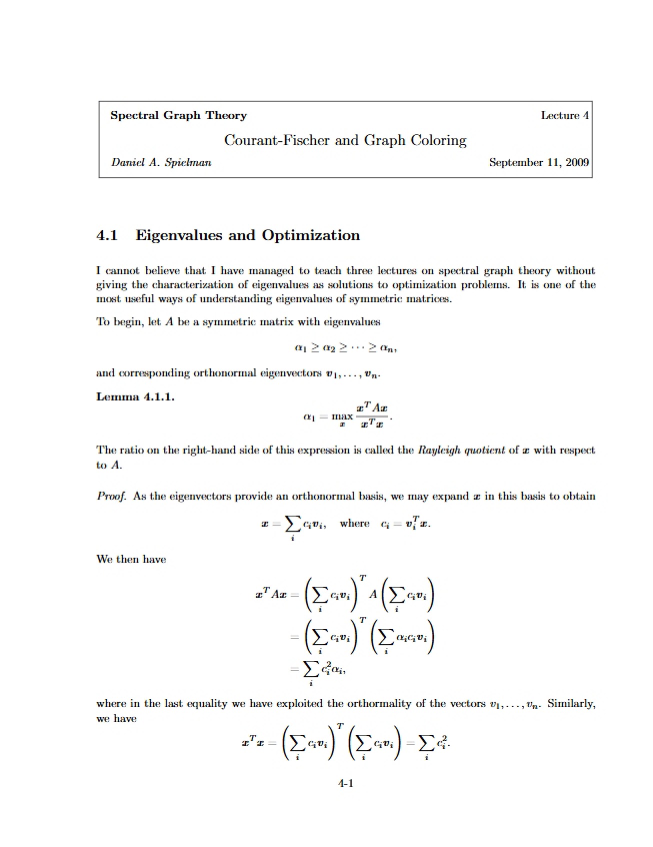 Graph Coloring and Courant-Fischer