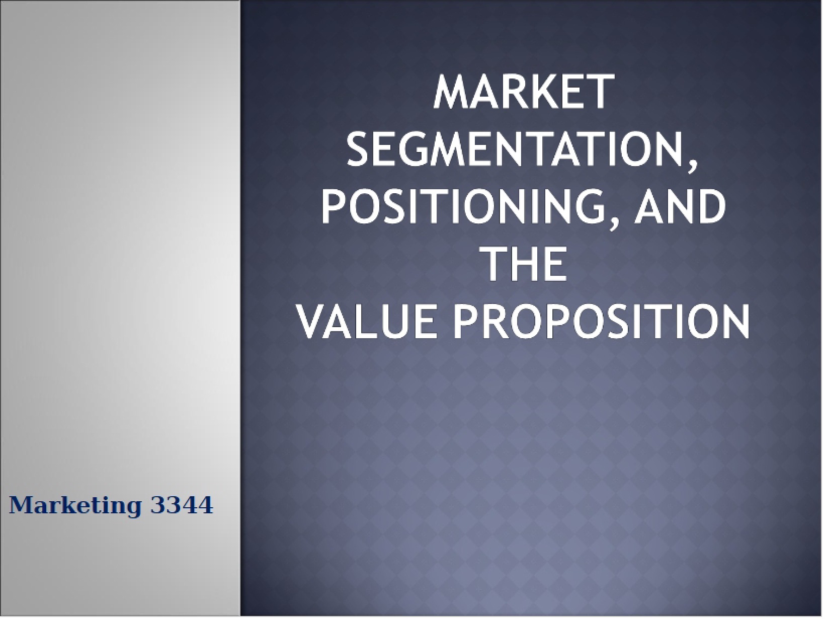 Segmentation of Markets