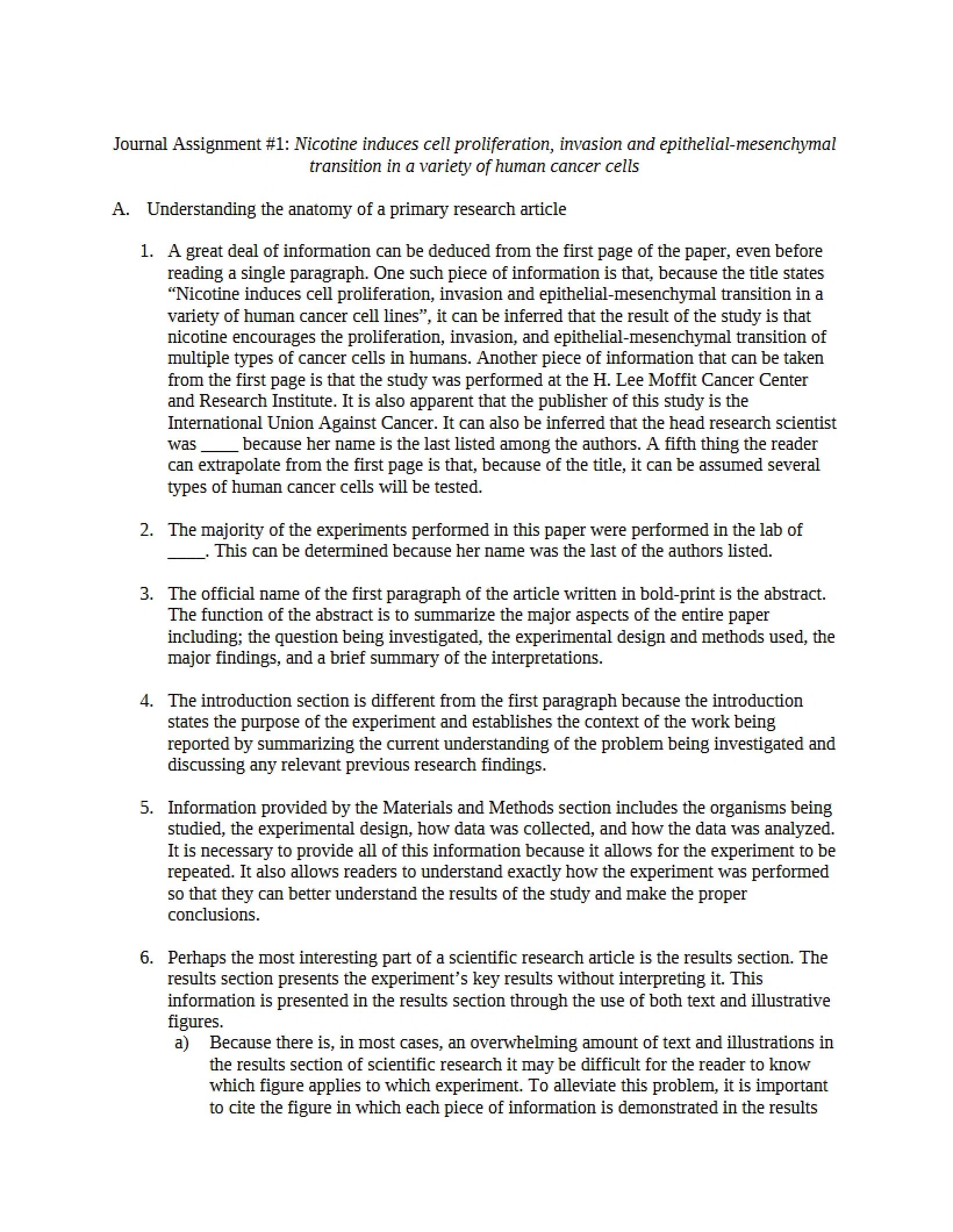 Scientific Journal Reflection One