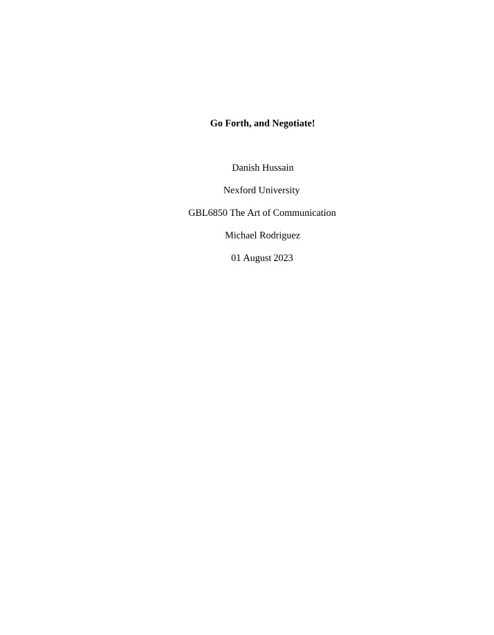 Negotiation Strategies for Successful Goal